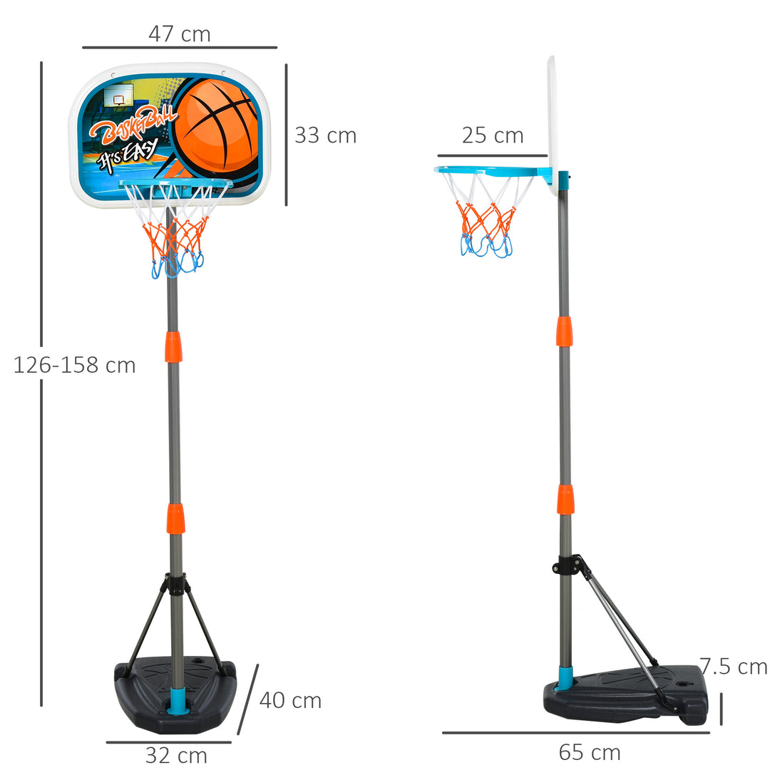 Kids Height Adjustable Aluminium Basketball Hoop Stand w/ Ball