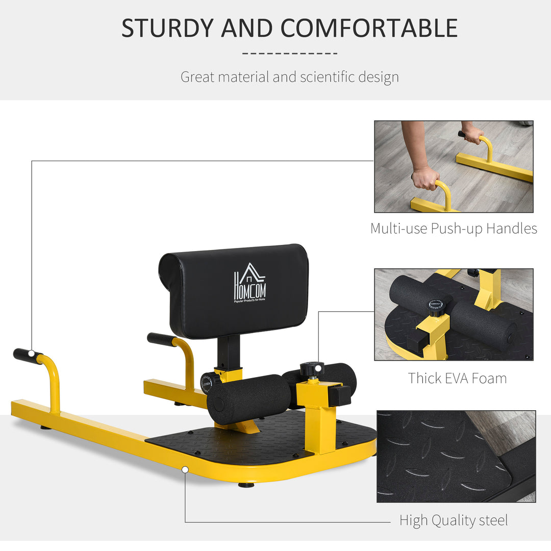 3-in-1 Padded Push Up Sit Up Deep Sissy Squat Machine Home Gym Work Out Leg Fitness Equipment, Yellow