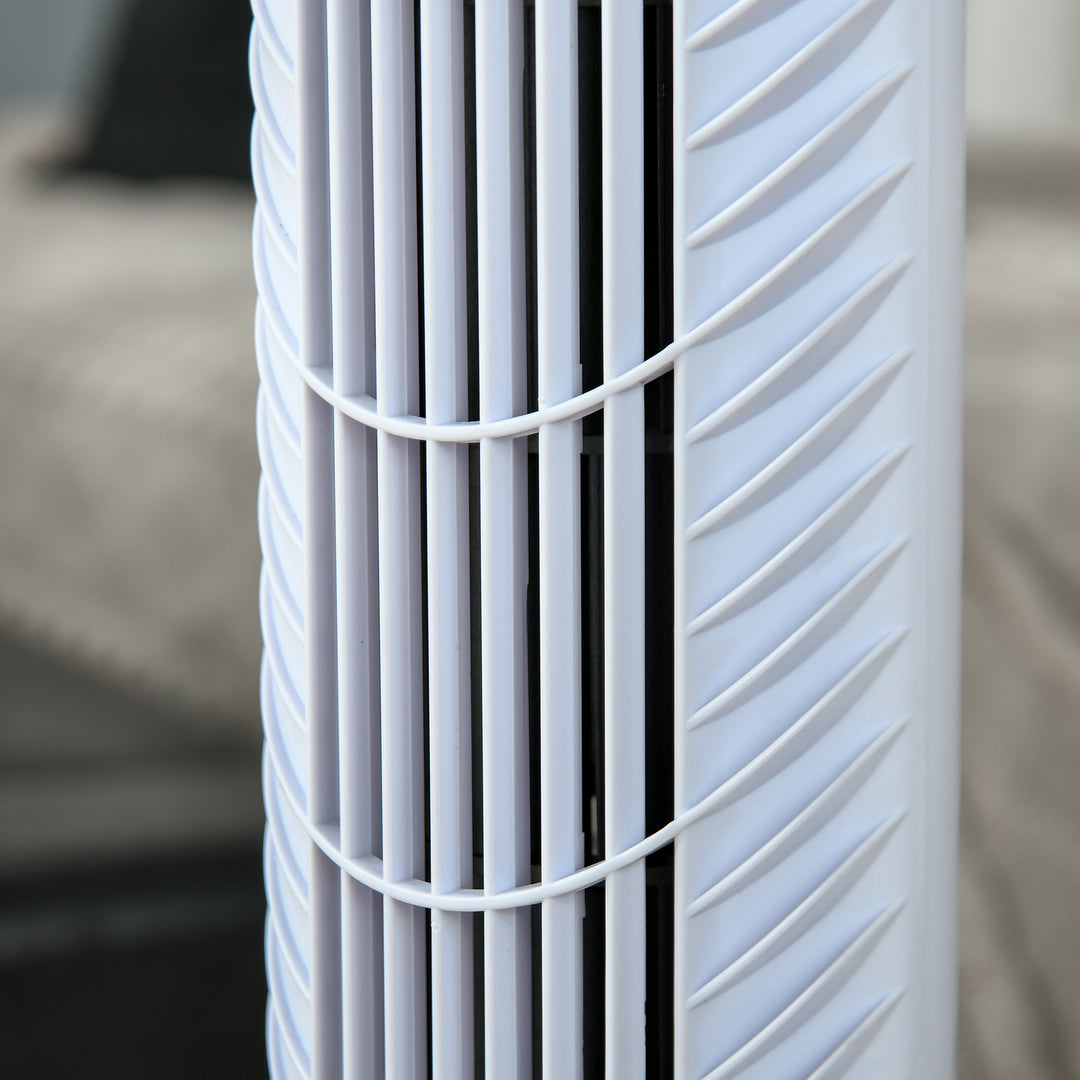 HOMCOM 36'' Freestanding Tower Fan, 3 Speed 3 Mode, 7.5h Timer, 70 Degree Oscillation, LED Panel, 5M Remote Controller, White