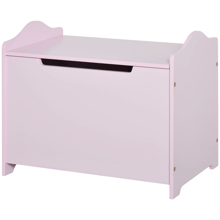 Wooden Kids Children Toy Storage Organizer Chest Safety Hinge Play Room Furniture Pink 60 x 40 x 48 cm