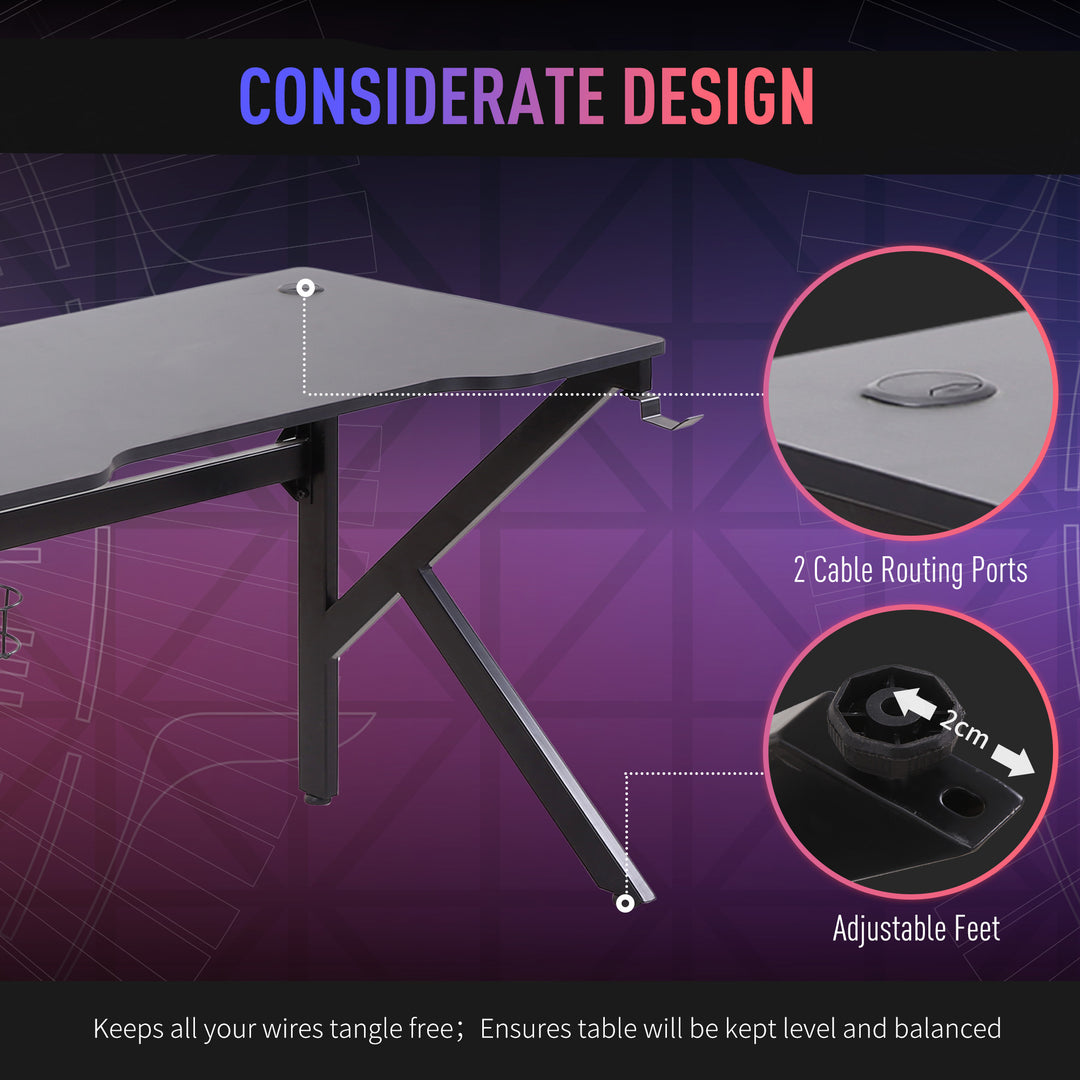 Gaming Desk Computer Table Racing Style for E-sport Room Office PC Workstation with Rotatable Cup Holder, Black