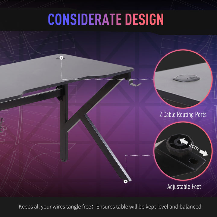 Gaming Desk Computer Table Racing Style for E-sport Room Office PC Workstation with Rotatable Cup Holder, Black