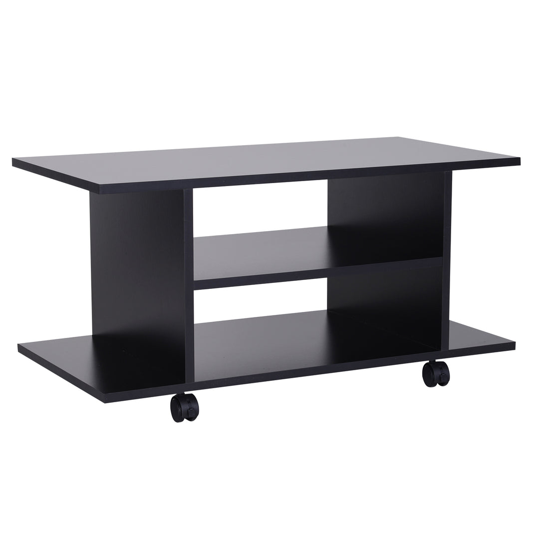 HOMCOM TV Stand W/ Shelves -Black