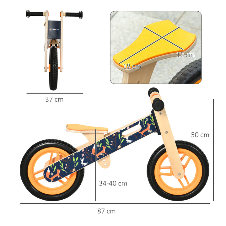 Kids Balance Bike 12 Inch Wooden for 3-6 Years Boys Girls, Black