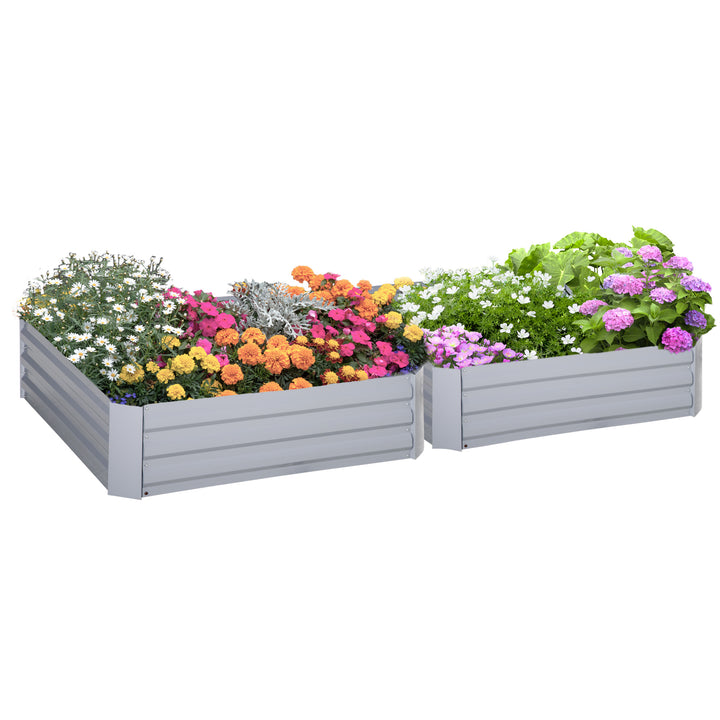 Set of 2 Raised Garden Bed, Elevated Planter Box with Galvanized Steel Frame for Growing Flowers, Herbs, 1m x 1m x 0.3m