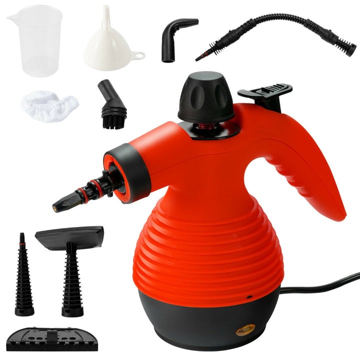 Multi-purpose Handheld Steam Cleaner with 9 Piece Accessories-Red