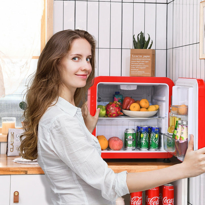 Compact Refrigerator with Reversible Door-Red
