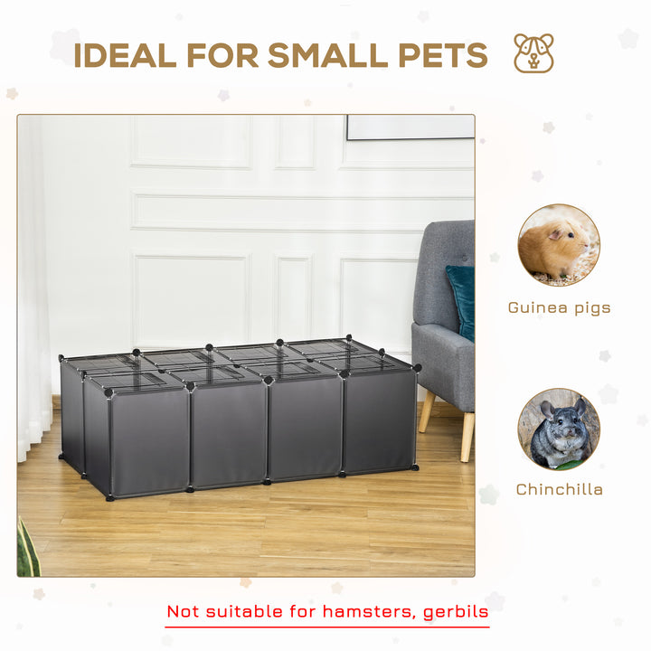 PawHut DIY Pet Playpen with Door Bottom 28 Panels Small Animal Cage for Guinea Pigs, Rabbit, Chinchillas, Grey