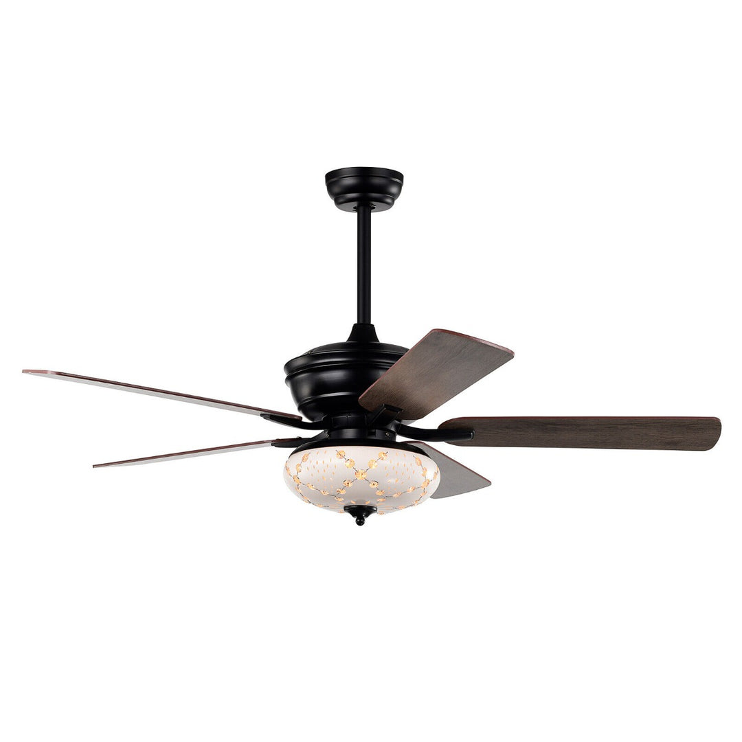 Ceiling Fan with Light and Remote Control- Black