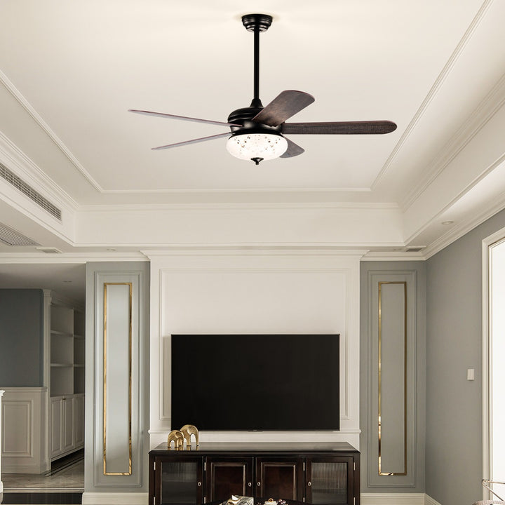 52" Ceiling Fan with Crystal Lights and Remote Control