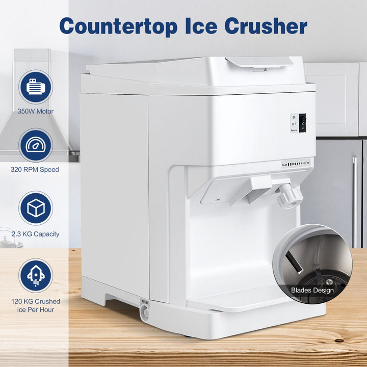 Ice Size Adjustable, Electric Ice Crusher for Home Restaurant-White