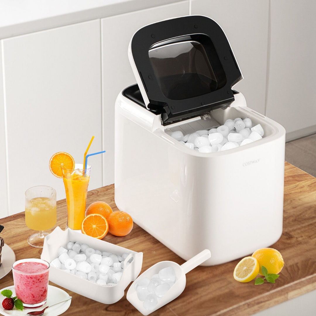 Electric Countertop Ice Cube Maker with Auto Clean Function-White