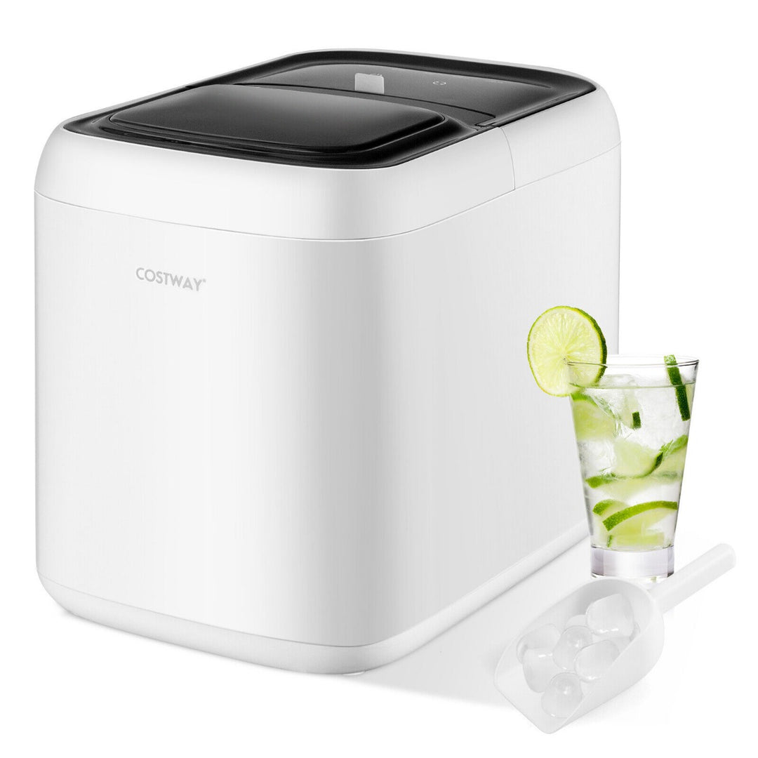 Electric Countertop Ice Cube Maker with Auto Clean Function-White