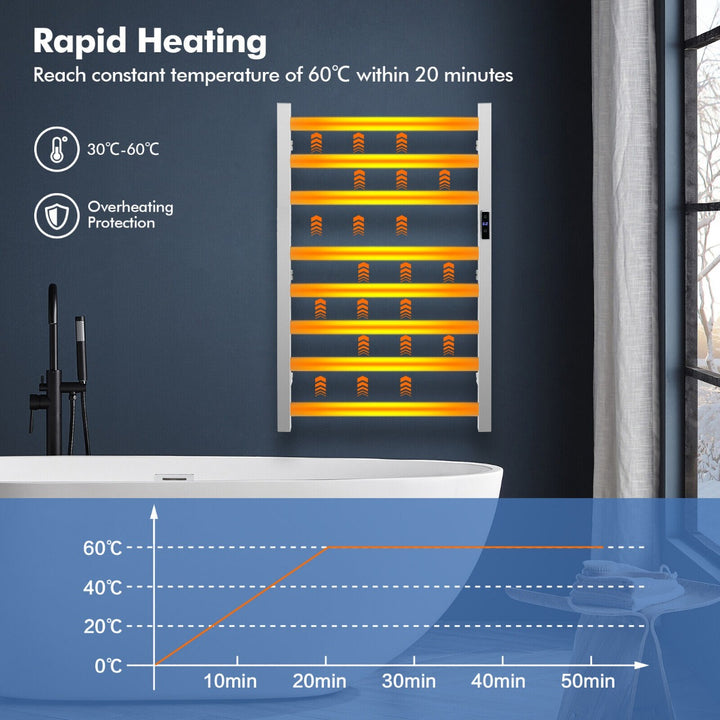 Wall Mounted Electric Heated Towel Rack with LED Display for Bathroom-8-Tier