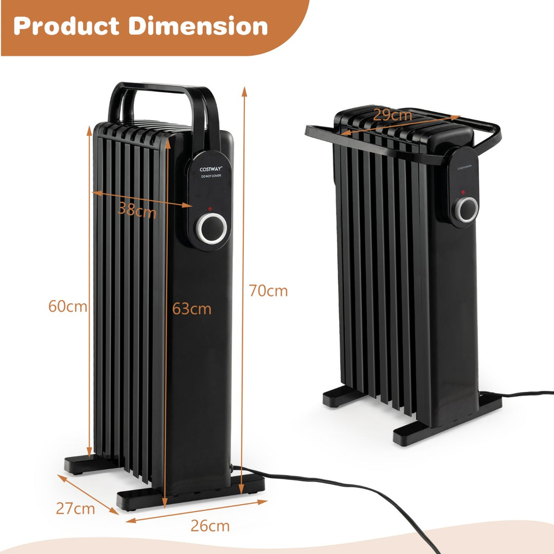 Portable Electric Heater with Overheat and Tip-Over Protection-Black