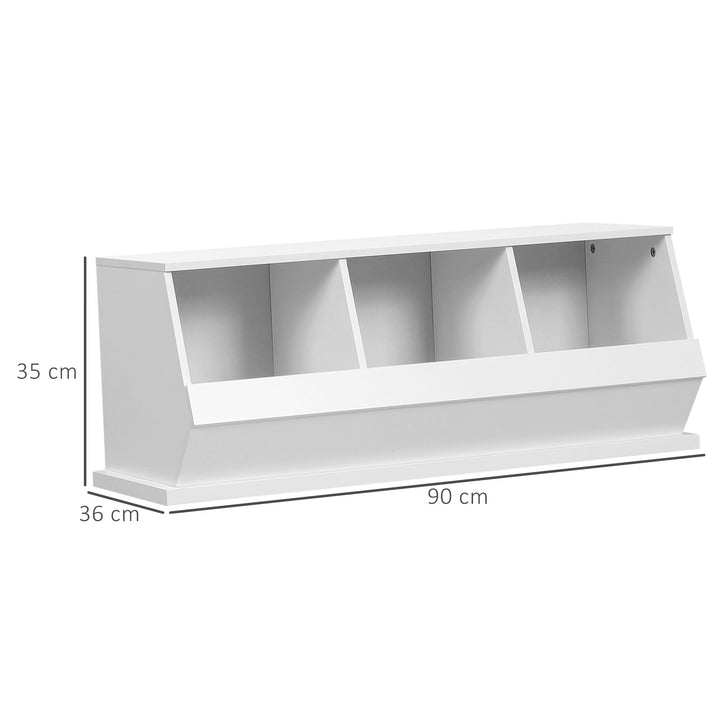 Storage Cabinet, Kitchen Cabinet 3 Compartments, 90L x 36W x 35H cm, White