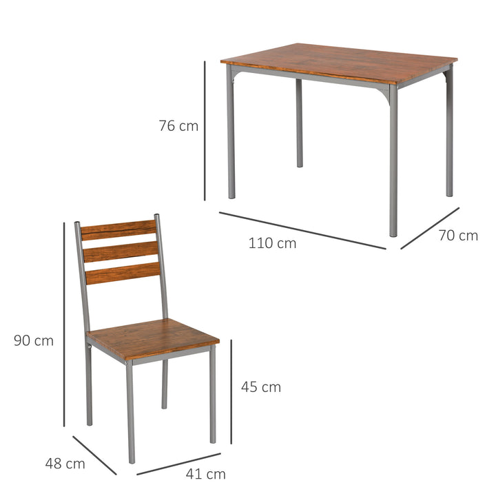 Modern 5-Piece Dining Table Set, Dining Table With 4 Chairs For Compact Dining Room&amp; Kitchen, Brown