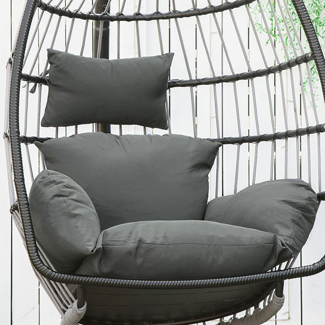Garden Lounge Chair Cushion Set, Patio Egg Chair Seat, Armrest, Back Pad Cushion, Easy Clean &amp; Replacement for Indoor &amp; Outdoor Use Dark Grey