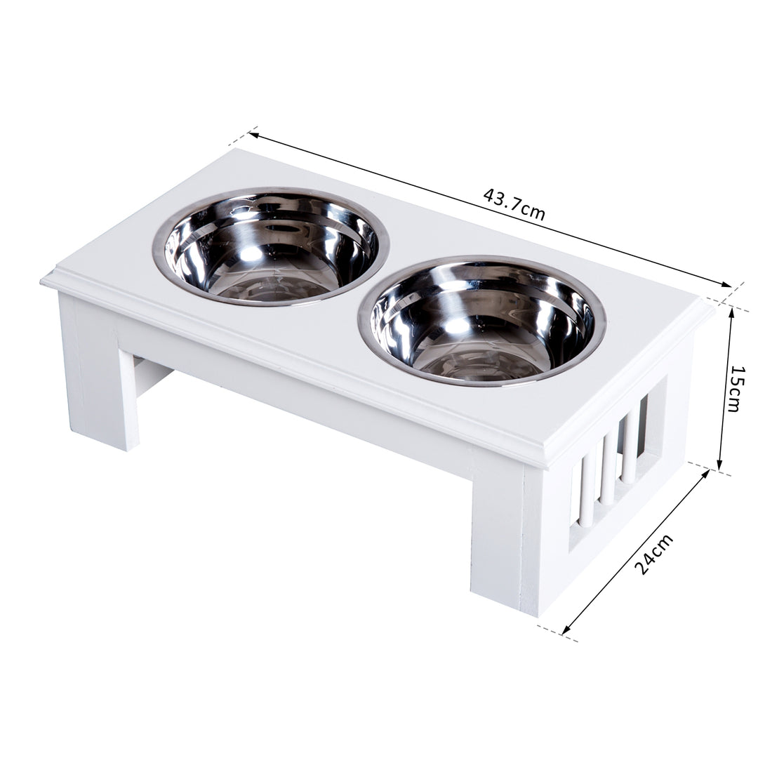 Pawhut Stainless Steel Pet Feeder, 43.7Lx24Wx15H cm-White