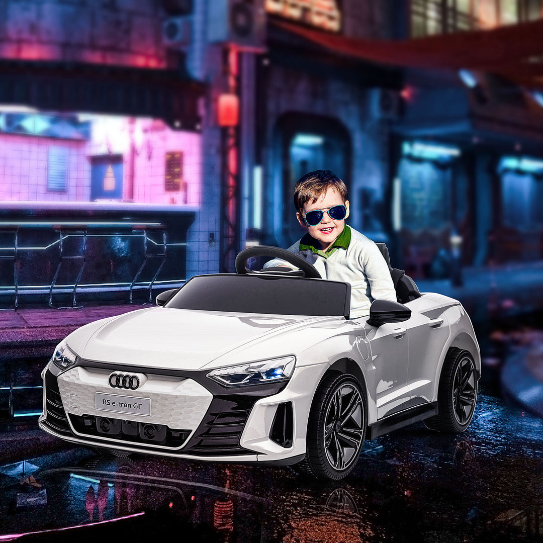 HOMCOM Audi Licensed Kids Electric Ride On Car with Parental Remote Control, 12V Battery Powered Toy with Suspension System, Lights, Music, White