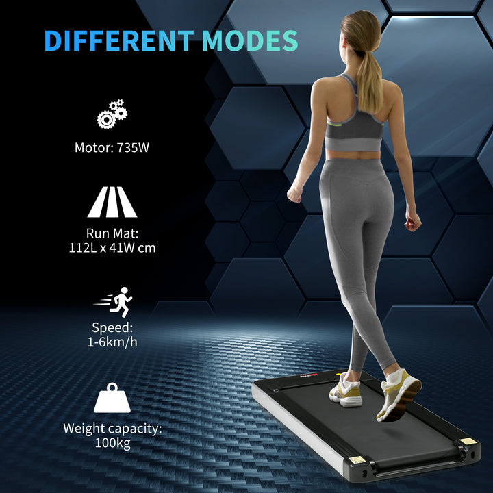Electric Treadmill Walking Machine 735W Motorised Walking Treadmill 1-6km/h Aerobic Exercise Walking Pad w/ LED Display &amp; Remote Control