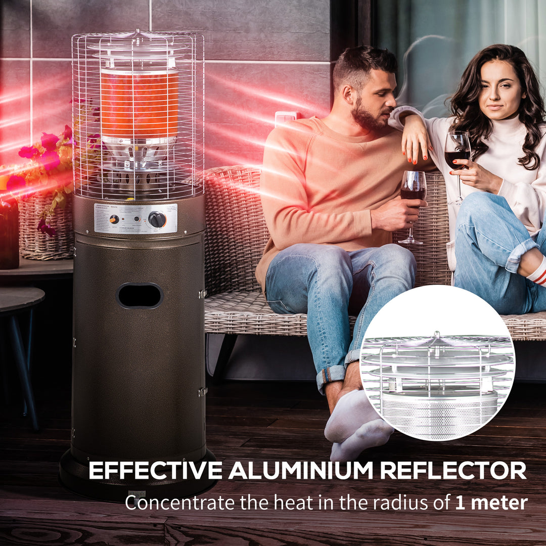 Patio Bullet Heater Gas Glass Tube Electronic Ignition Floor Standing Stainless Steel