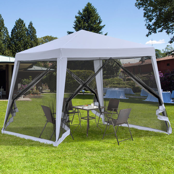Outsunny 3 x 3 meter Outdoor Garden Gazebo Canopy Tent Sun Shade Event Shelter with Mesh Screen Side Walls Grey