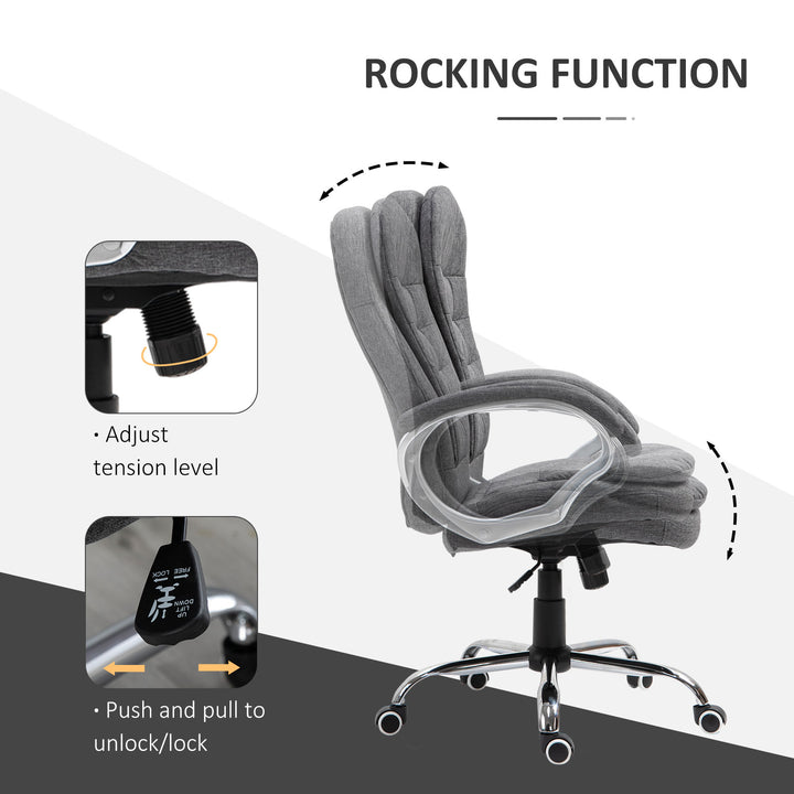 Vinsetto Ergonomic Office Chair Task Chair for Home with Arm, Swivel Wheels, Linen Fabric, Grey