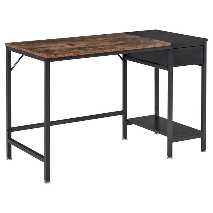 Computer Desk, Home Office Workstation for Study, Writing with CPU Stand and Drawer, Steel Frame, 120x60x75cm