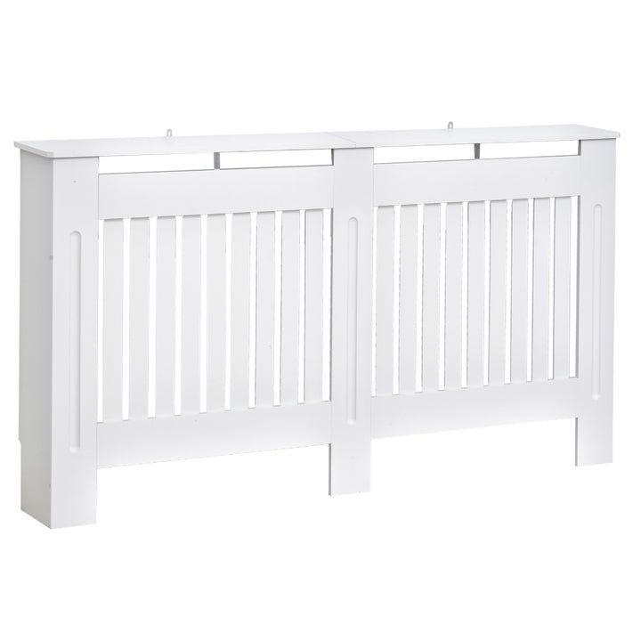Slatted Radiator Cover Painted Cabinet MDF Lined Grill in White (152L x 19W x 81H cm)
