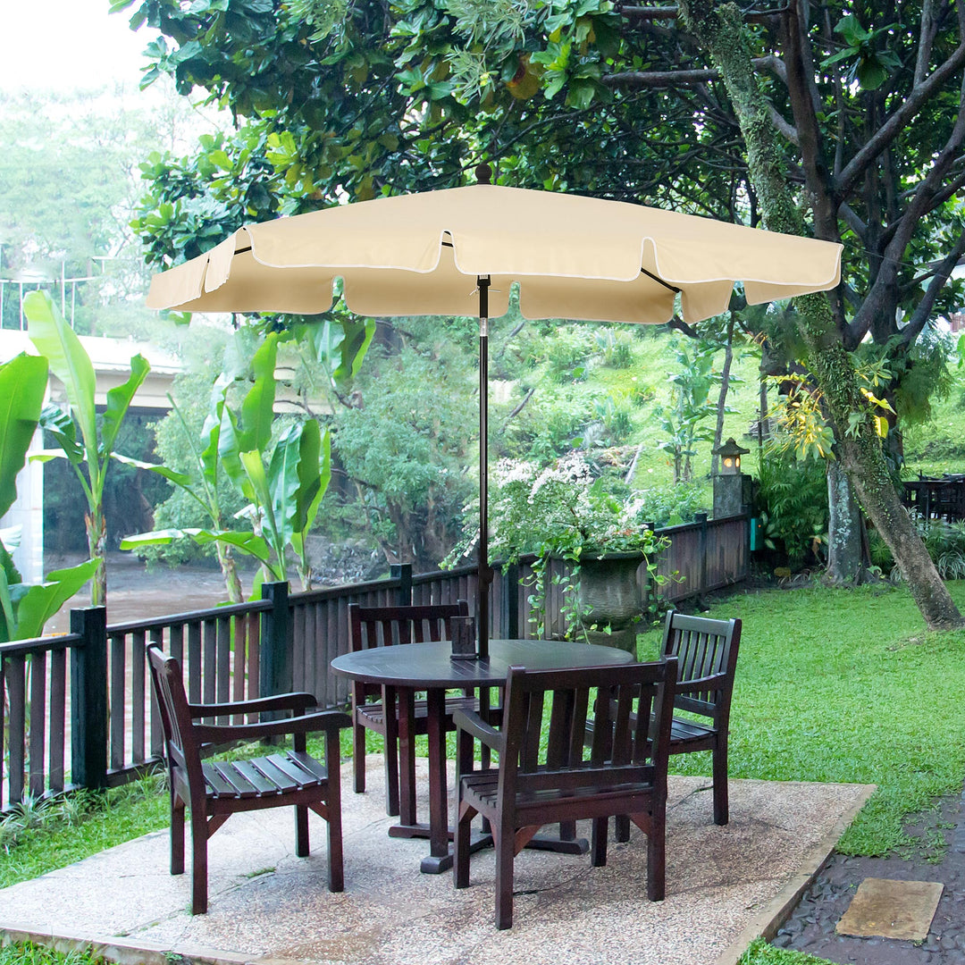 Outsunny Aluminium Sun Umbrella Parasol Patio Garden Rectangular Tilt 2M x 1.25M Beige