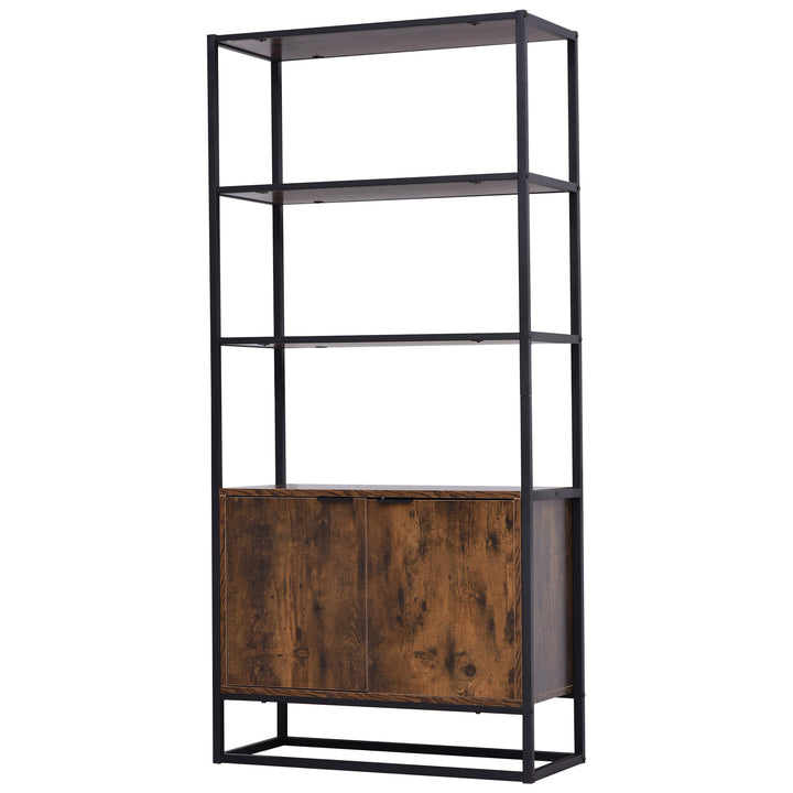 Storage Cabinet with 3 Open Shelves Cupboard Freestanding Tall Organizer Multifunctional Rack for Livingroom Bedroom Kitchen Rustic Brown