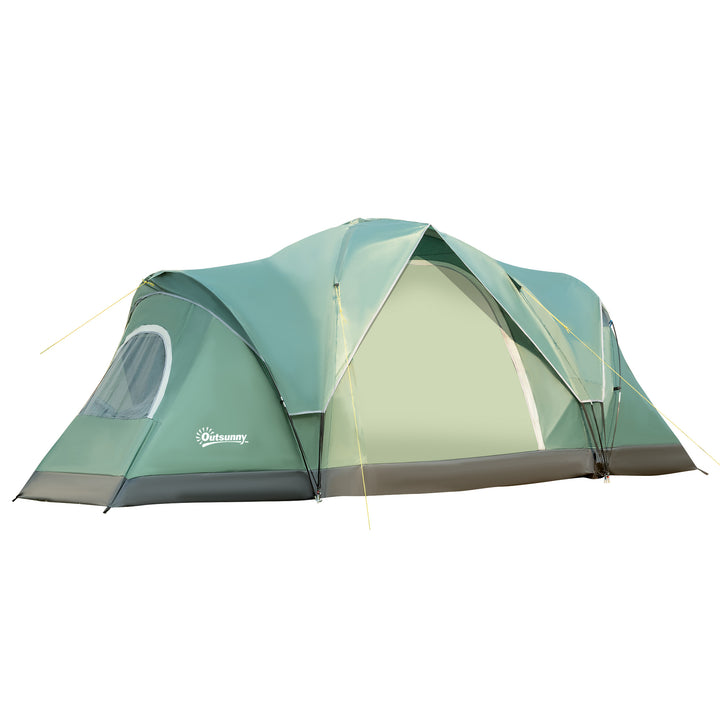 5-6 Man Dome Camping Tent Hiking Shelter UV Protection 3000mm Water Resistant Tunnel Tent - Dark Green