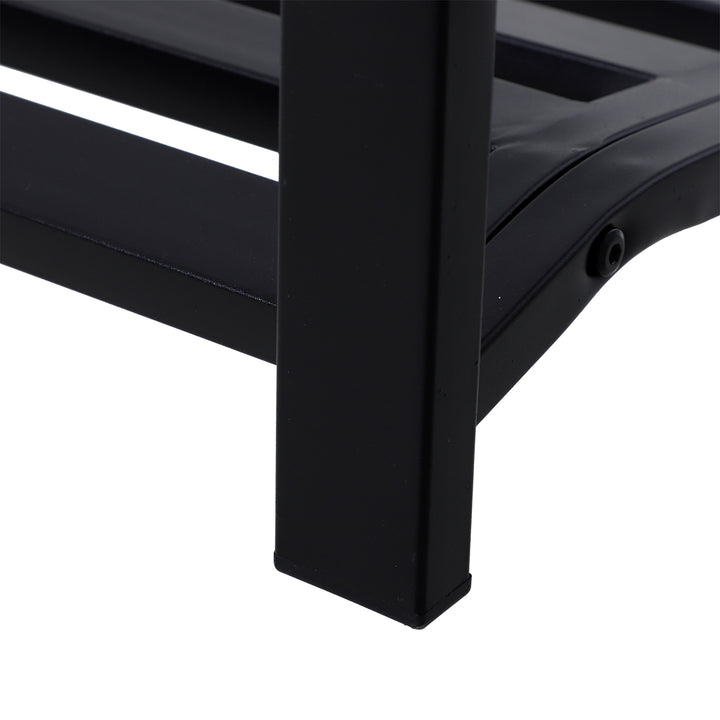 Garden Swing Chair Patio Metal 2 Seater Swing Bench Porch Balcony Bench Loveseat Minimalist Style - Black