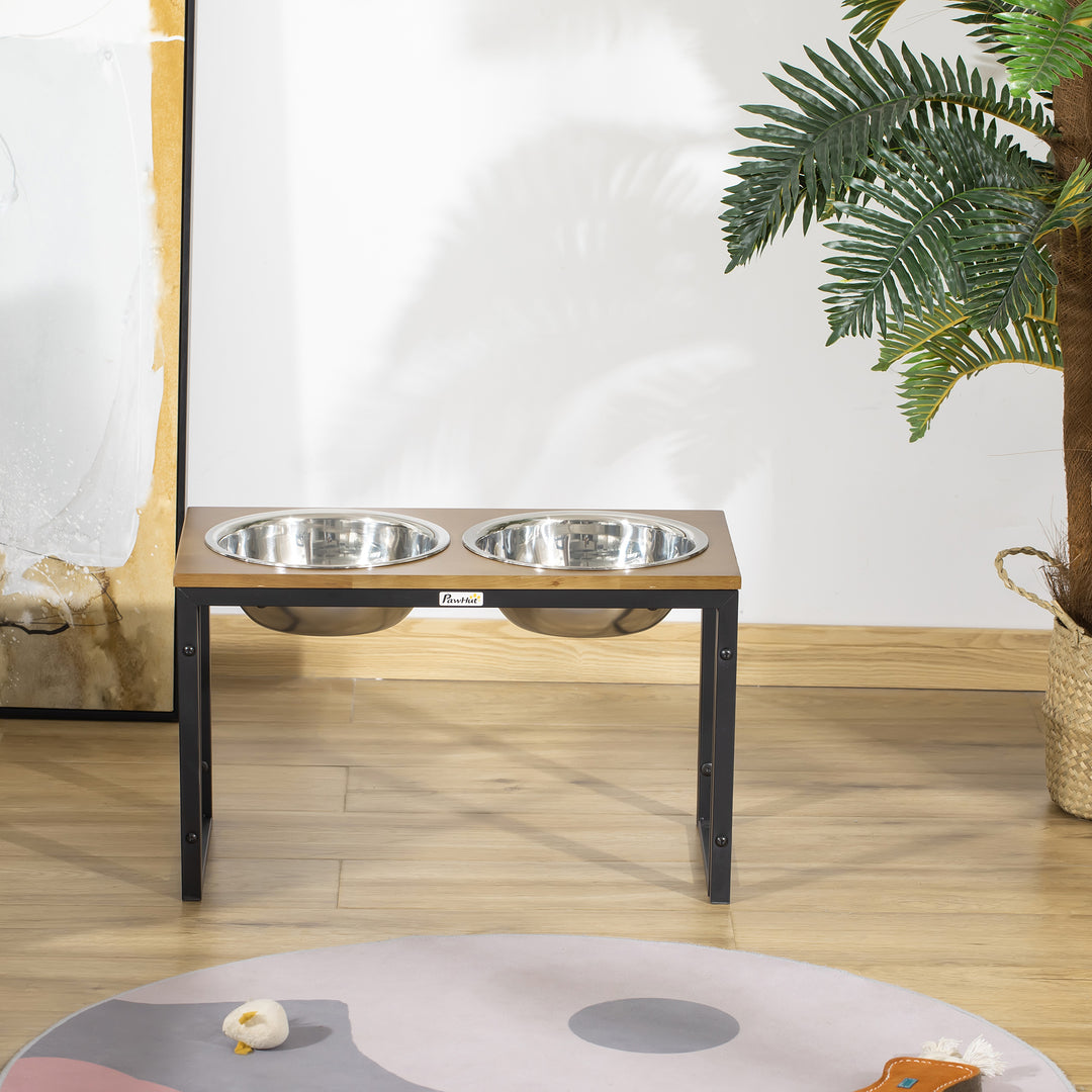 Raised Dog Bowls with Stand, Pet Feeder for Large Medium Dogs, Dog Bowl Stand, Oak