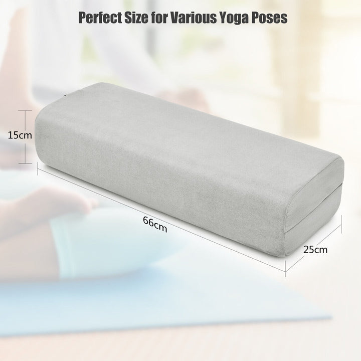 Yoga Bolster Pillow with Carry Handle and Machine Washable Cover-Grey