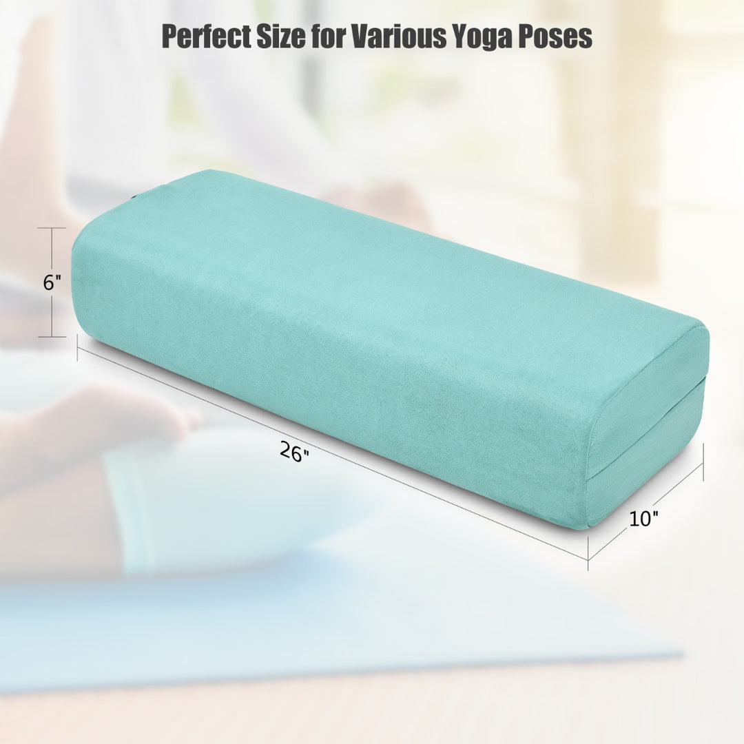 Yoga Bolster Pillow with Carry Handle and Machine Washable Cover-Light Green