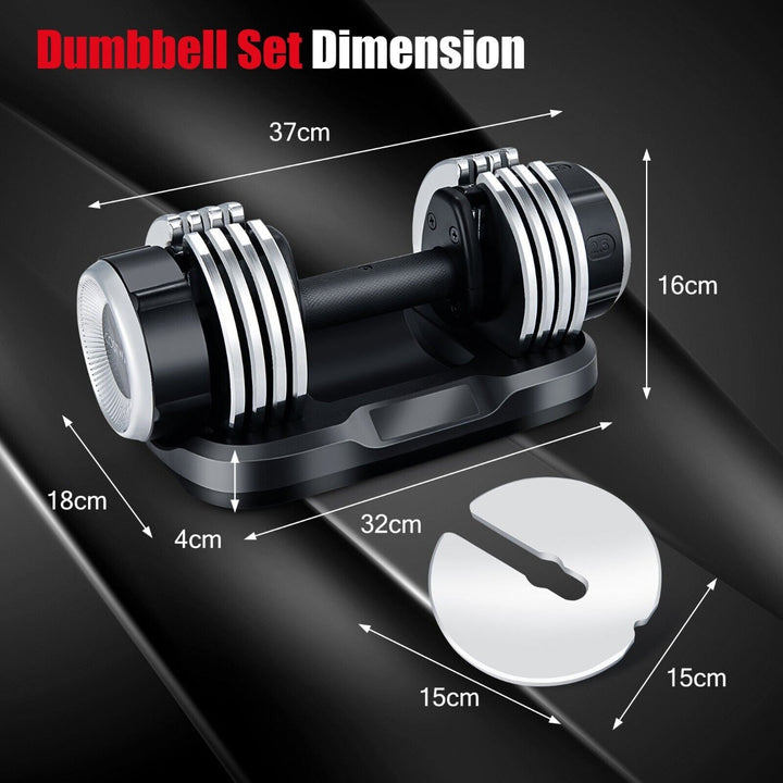 Weight Adjustable Dumbbells with Tray and Anti-Slip Handle-Black