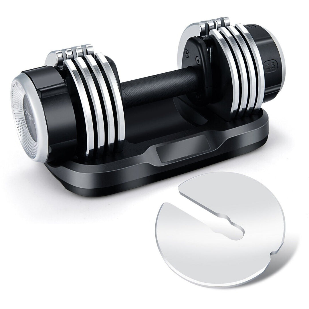 Weight Adjustable Dumbbells with Tray and Anti-Slip Handle-Black