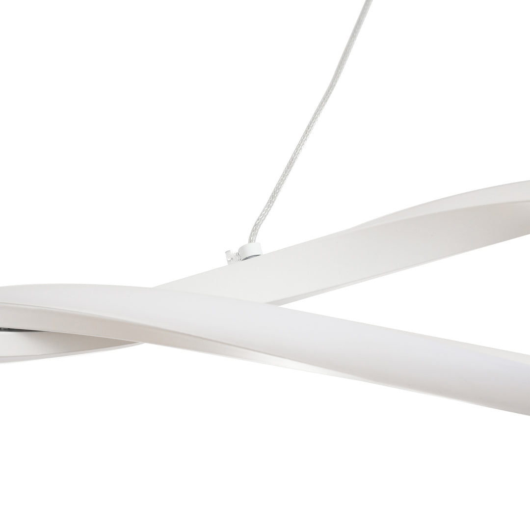 Modern Wave-Shape LED Pendant Light with Adjustable Hanging Chain, Metal Chandelier Cool White 6500K, Silver