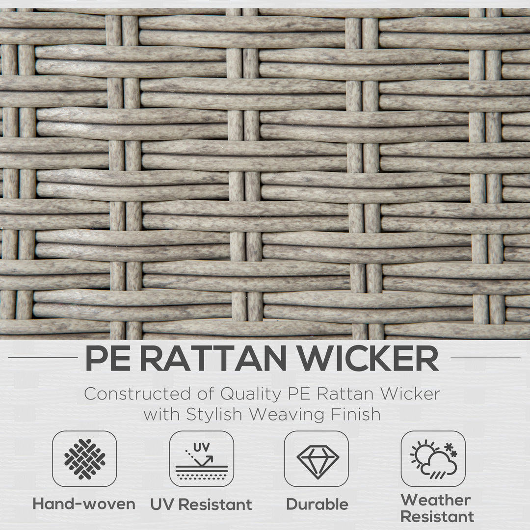 Outsunny 7-Seater PE Rattan Sofa Set Wicker Garden Furniture Patio Conservatory Corner Sofa, w/ Tempered Glass Coffee Table &amp; Cushions, Grey