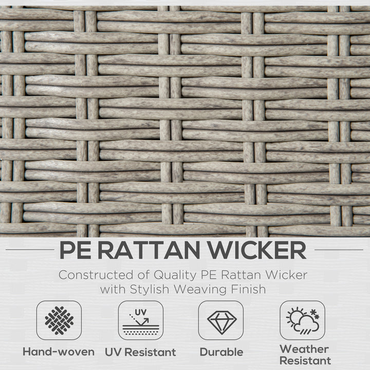Outsunny 7-Seater PE Rattan Sofa Set Wicker Garden Furniture Patio Conservatory Corner Sofa, w/ Tempered Glass Coffee Table &amp; Cushions, Grey