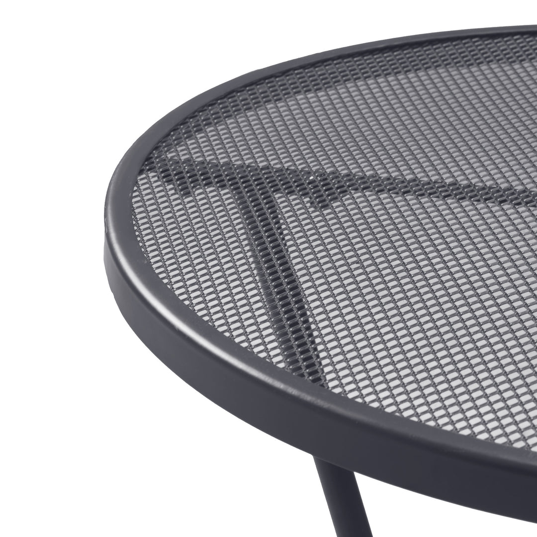 Outsunny 60cm Garden Round Table Metal Outside Bistro Table with Mesh Tabletop for Garden Balcony Deck, Dark grey