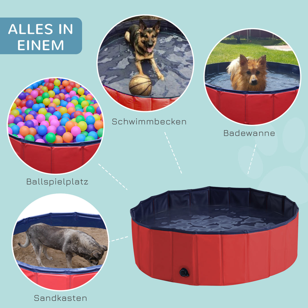 Non-Slip Foldable  Pet Swimming Pool-Red