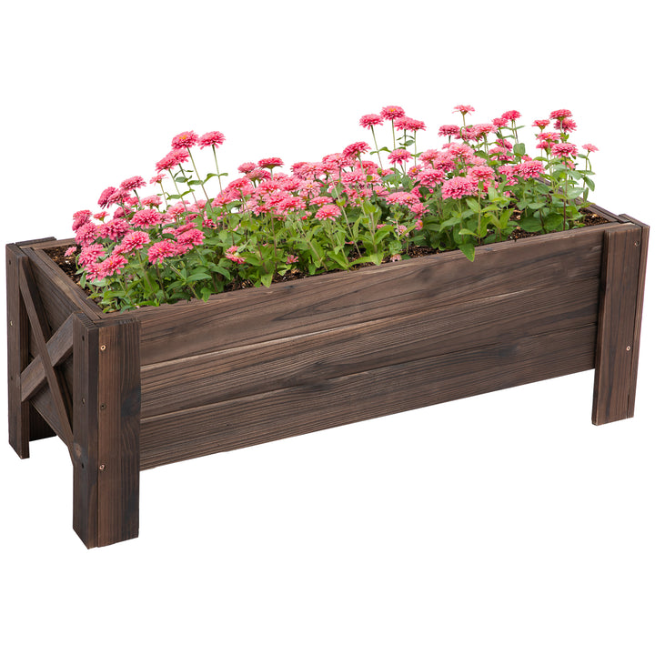 Garden Raised Bed Planter Grow Containers for Outdoor Patio Plant Flower Vegetable Pot Fir Wood, 100 x 36.5 x 36 cm