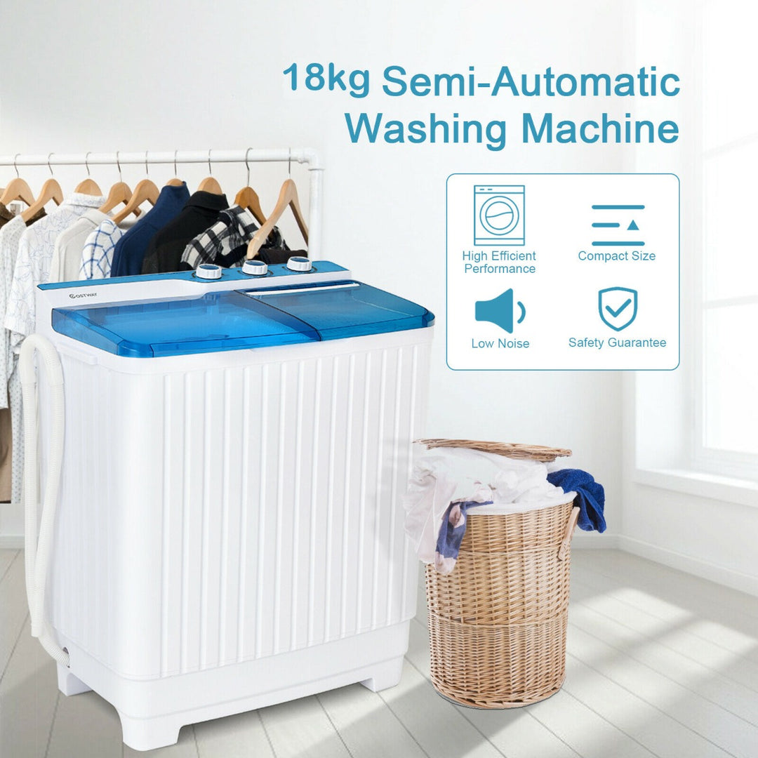 Semi-Automatic Washing Machine with 3 Modes for Apartment-Blue