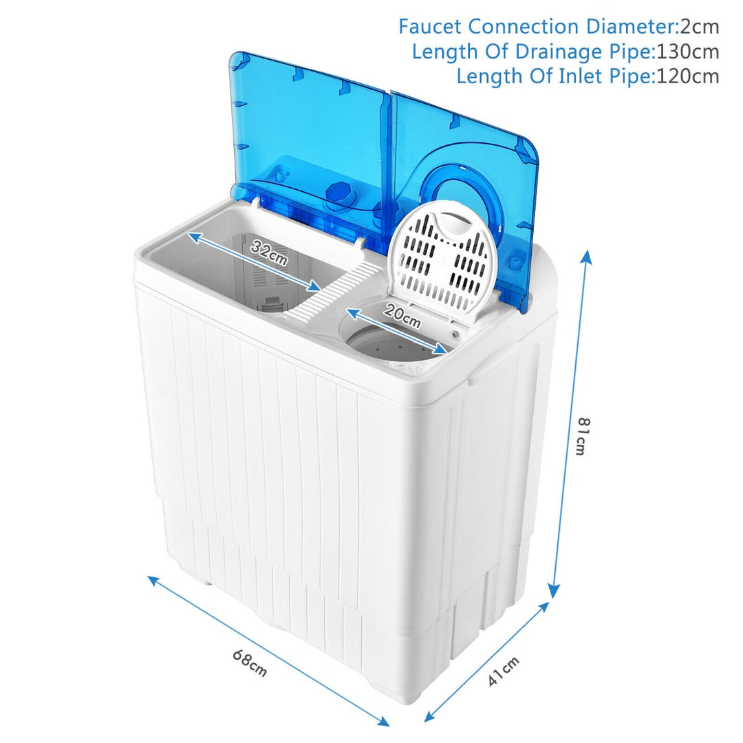 Portable Laundry Washer Spin Dryer with Timing Function and Drain Pump-Blue