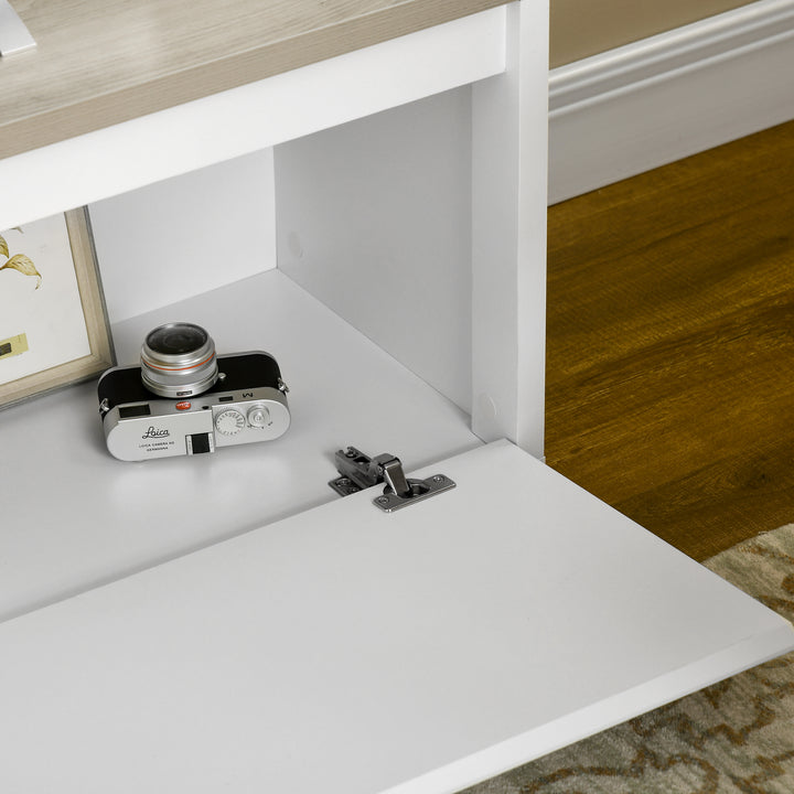 HOMCOM Modern TV Stand, 140cm Modern TV Unit with 2 Cupboards for TVs up to 65 Inches, Wood Entertainment Unit for Living Room, White