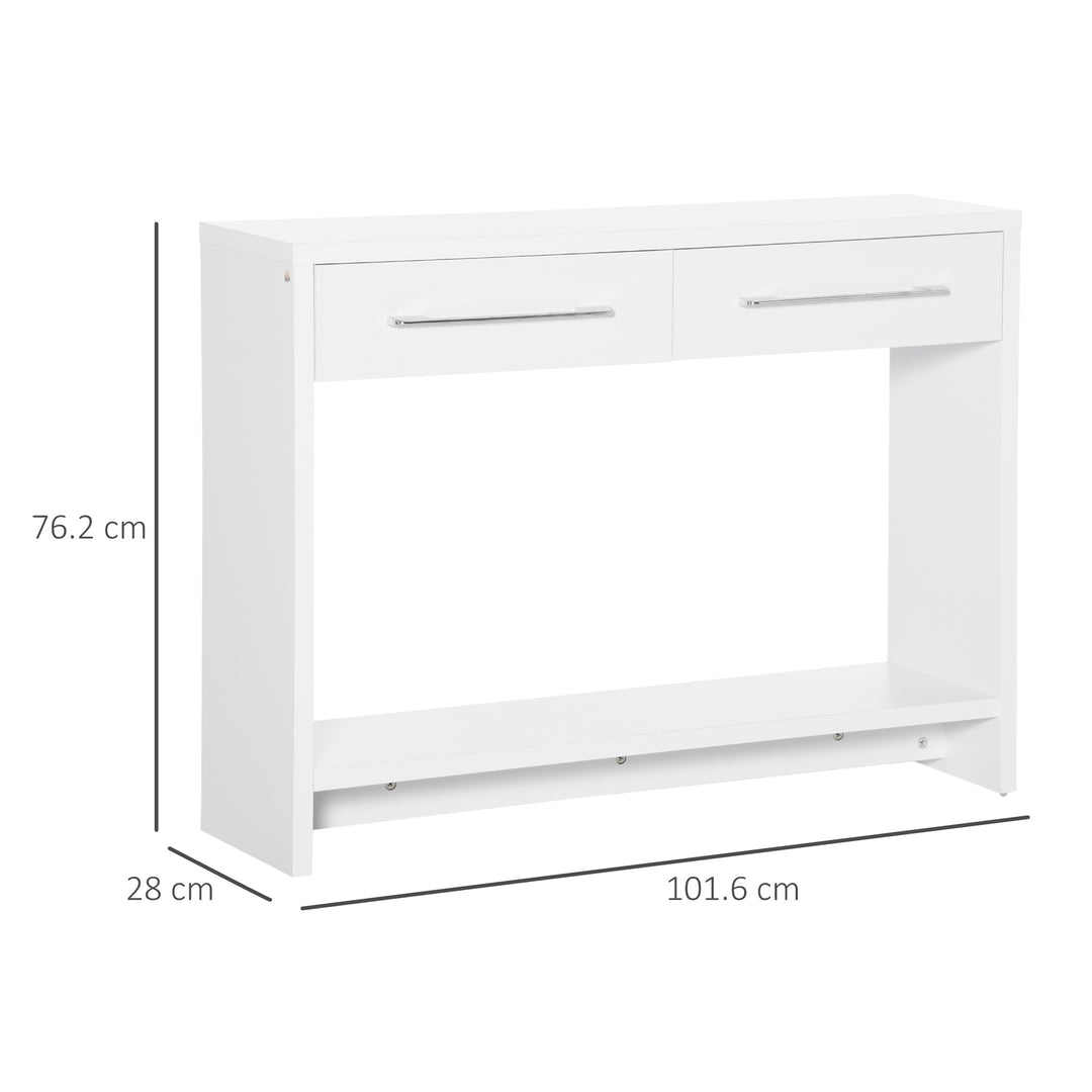 Console Table with Shelf and  Drawer, Contemporary Hallway Table for Living Room, Entryway, White
