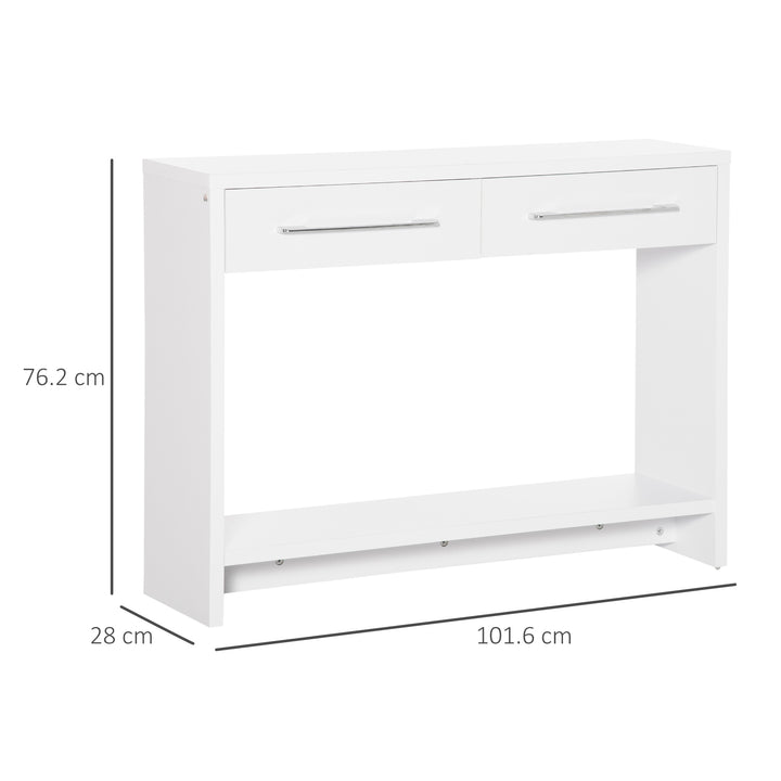 Console Table with Shelf and  Drawer, Contemporary Hallway Table for Living Room, Entryway, White